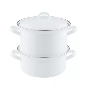 Garnek Parowar emaliowany do gotowania na parze Riess Weiss