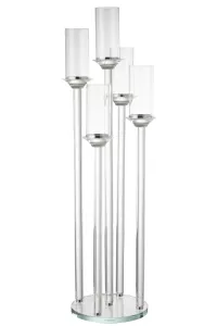 Przepiękny Świecznik Szklany na 5 Świec – Transparentny