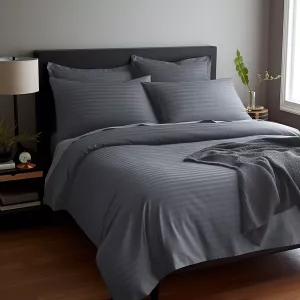 Pościel satyna bawełniana CIZGILI ANTHRACITE/140x200+1posz. 70x80 EXCLUSIVE