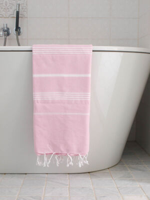Ręcznik Hammam Różowo-Biały 170x100 cm - Lekki, Stylowy i Praktyczny