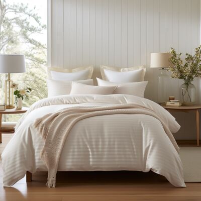 Pościel satyna bawełniana CIZGILI CREAM/160x200 EXCLUSIVE