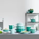 Garnek emaliowany z pokrywką WYSOKI 20 cm 3,5L NATURE GREEN Riess - 3