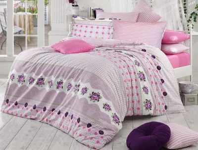 Pościel bawełniana BUTTON LILAC/200x220 COTTONLOVE EXCLUSIVE