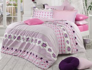 Pościel bawełniana BUTTON LILAC/200x220 COTTONLOVE EXCLUSIVE