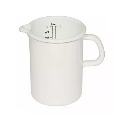 Kubek emaliowany 0,5l biały z miarką Riess Classic