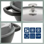 KELA-Naczynie 3,8l z wysoką pokrywką czarneCalido - 2