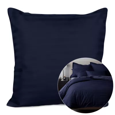 Poszewka satyna bawełna CIZGILI NAVY BLUE/40x40.