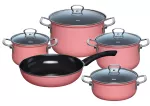 Zestaw garnków ceramicznych różowy 5-częściowy Riess PINK - 2
