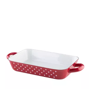 Brytfanna emaliowana czerwona w białe kropki 26/17 Riess