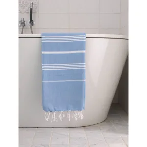 Ręcznik bawełniany hammam niebieski/biały 170x100 cm Ottomania