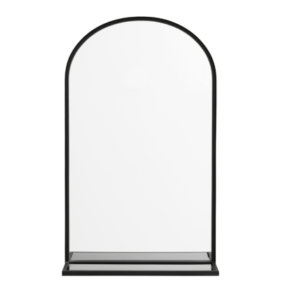 Lustro metalowe czarne z półką Nordal