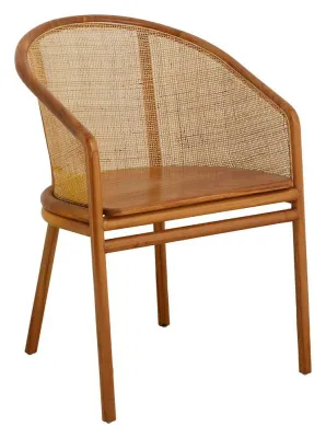 Krzesło z drewna tekowego oparcie rattan Nordal