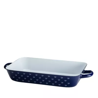 Brytfanna emaliowana granatowa w białe wzorki 33x20 cm Riess Dirndl
