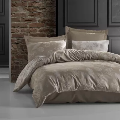 Pościel bawełniana BAHAMA LIGHT BROWN/160x200 COTTONLOVE JACQUARD