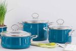 Zestaw garnków emaliowanych 5-częściowy Riess Aquamarin – Premium, Turkusowy, na indukcję - 2