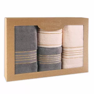 Ręcznik D Bawełna 100% Tiwano Krem + Grafit (P) 2x50x90+2x70x140 kpl.
