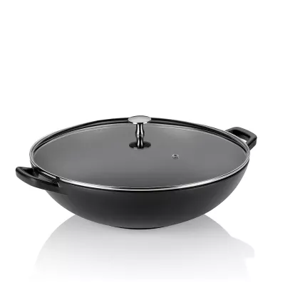 KELA-Wok żeliwny 36cm z pokrywką 4 l czarnyCalido