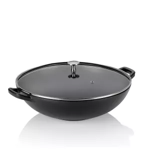 KELA-Wok żeliwny 36cm z pokrywką 4 l czarnyCalido