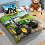 Pościel bawełna 160x200+1p70x80 Traktor zielony - 2