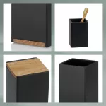 KELA-Kubek toaletowy czarny-dąb Cube - 2