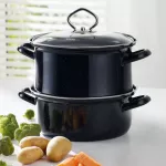 Emaliowany garnek parowy Riess – gotowanie na parze