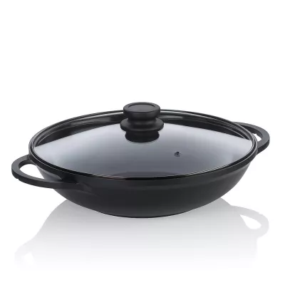 KELA-Wok z pokrywą 32cm 4 l czarny Atura
