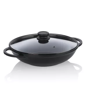 KELA-Wok z pokrywą 32cm 4 l czarny Atura