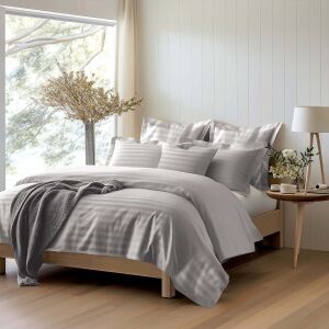 Pościel satyna bambusowo-bawełniana (P) STRIPE GREY/140x200 +1x70x80 z listwą +2x40x40 BAMBOO