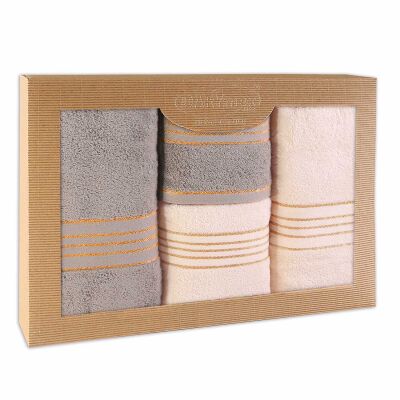 Ręcznik D Bawełna 100% Tiwano Krem + Popiel (P) 2x50x90+2x70x140 kpl.