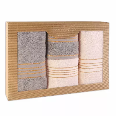 Ręcznik D Bawełna 100% Tiwano Krem + Popiel (P) 2x50x90+2x70x140 kpl.
