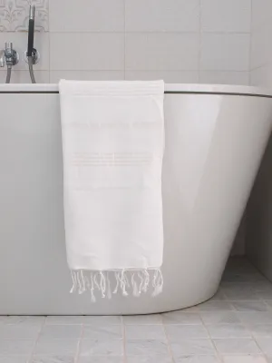 Ręcznik bawełniany hammam biały z błyszczącą nitką170x100 cm Ottomania