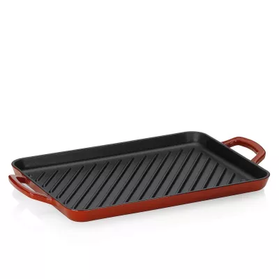 KELA-Płyta żeliwna grillowa emaila czerwona Calido