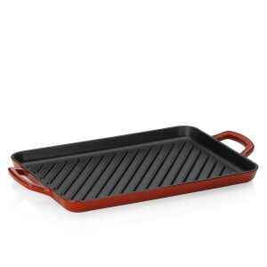 KELA-Płyta żeliwna grillowa emaila czerwona Calido