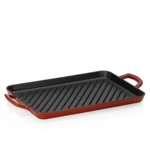 KELA-Płyta żeliwna grillowa emaila czerwona Calido