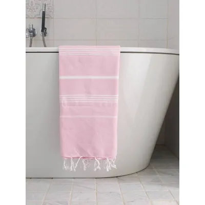 Ręcznik bawełniany hammam różowy/biały 170x100 cm Ottomania
