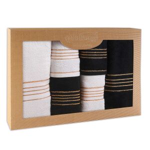 Ręcznik D Bawełna 100% Tiwano Biały + Czarny (P) 2x30x50+2x50x90+2x70x140 kpl.