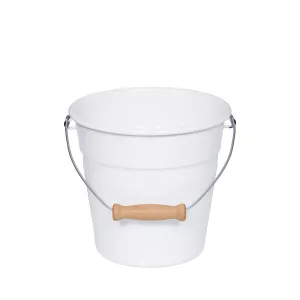 Małe emaliowane wiaderko z drewnianą rączką Riess 