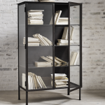 Metalowy regał przeszklony wysoki w kolorze czarnym Nordal - 2