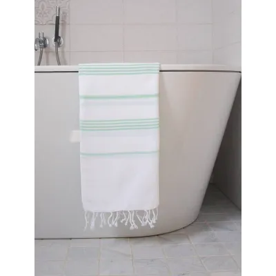 Ręcznik bawełniany hammam biały/pistacjowy 170x100 cm Ottomania