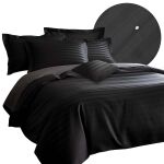 Pościel satyna bambusowo-bawełniana (P) STRIPE BLACK/140x200 +1x70x80 z listwą +2x40x40 BAMBOO - 2