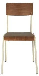 Krzesło z siedziskiem i oparciem z płyt drewnianych, metalowa rama w kolorze kremowym, demontowalne, składane Ib Laursen