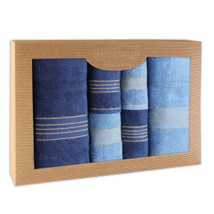Ręcznik D Bawełna 100% Tiwano Niebieski + Granat (P) 2x30x50+2x50x90+2x70x140 kpl.