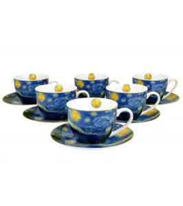 Filiżanki do kawy i herbaty porcelanowe ze spodkami DUO STARRY NIGHT inspired by Van Gogh