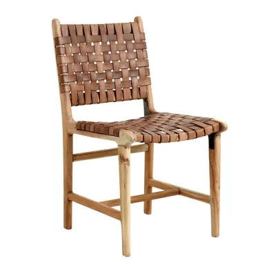 Krzesło obiadowe z plecionej skóry Nordal
