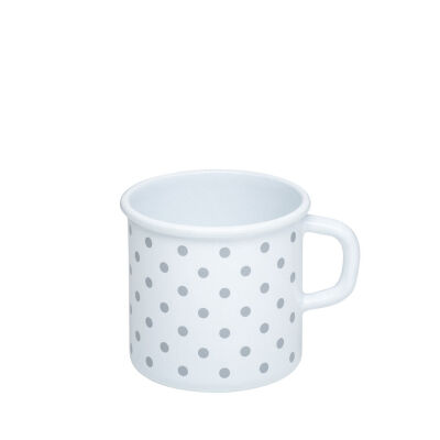Kubek emaliowany biały w szare kropki 8cm 3/8l Riess