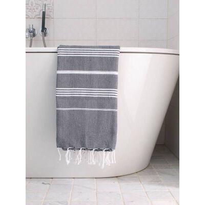 Ręcznik bawełniany hammam czarny/biały 170x100 cm Ottomania