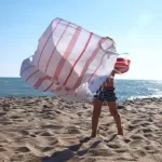 Ręcznik bawełniany hammam biały/koral 170x100 cm Ottomania - 2