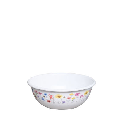 Miska emaliowana 16x6 cm biała polna łąka Riess FLORA