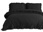Pościel bawełniana BLACK/160x200(P) STONEWASHED - 2