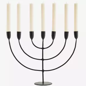 Świecznik Menora metalowy czarny 47 x 33 cm Madam Stoltz